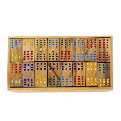 Juego de dominó de madera - Colorido juego de dominó de madera Rain Tree de Tailandia