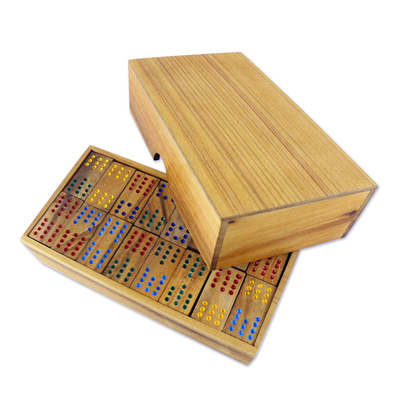 Juego de dominó de madera - Colorido juego de dominó de madera Rain Tree de Tailandia