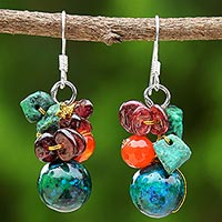 Featured review for Garnet and carnelian beaded dangle earrings, Tropical Oasis