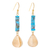 Brass and reconstituted turquoise dangle earrings, 'Sea Gold' - Brass and Reconstituted Turquoise Dangle Earrings thumbail