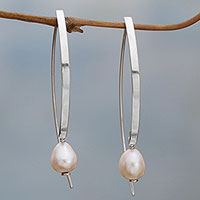 Cultured pearl drop earrings, 'Ever After'