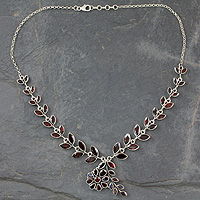 Garnet floral necklace, Scarlet Garland