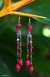 Garnet dangle earrings, 'Rose Shower' - Fair Trade Beaded Garnet and Quartz Earrings