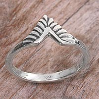 Sterling silver band ring, 'Dove Wing' - Hand Made Sterling Silver Band Ring from Indonesia