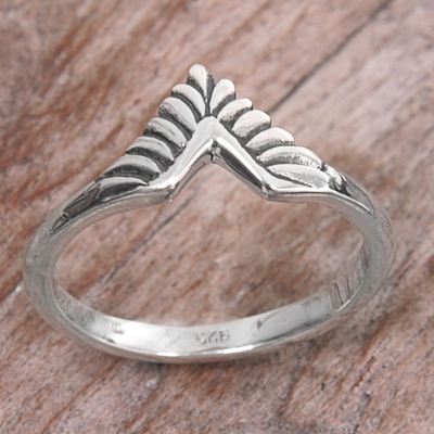 Sterling silver band ring, 'Dove Wing' - Hand Made Sterling Silver Band Ring from Indonesia