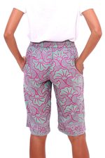 Rayon batik shorts, 'Gingko Leaf' - Batik Rayon Kimono Jacket in Mint and Magenta from Bali