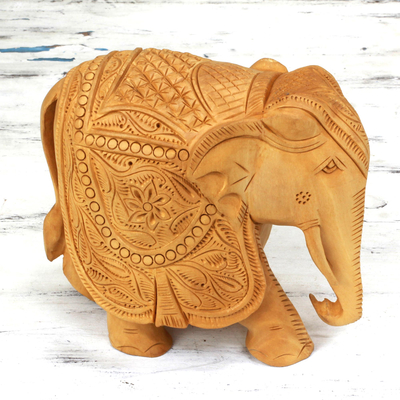 Wood sculpture, 'Majestic Elephant' (large) - Wood sculpture (Large)