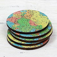Featured review for Wood coasters, Round Map (set of 5)