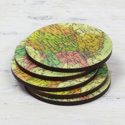 Wood coasters, Countries of the World (set of 5)