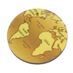 Wood coasters, 'Brown Cartography' (set of 5) - 5 Round Laminated Wood Coasters in Brown from India
