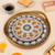 Reverse-painted glass tray, 'Blue Andean Mandala' - Andean Sunflower Theme Reverse-Painted Glass Tray (image 2) thumbail