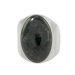Men's jade ring, 'Truth and Life in Dark Green' - Handmade Men's Dark Green Jade Cocktail Ring from Guatemala