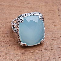 Chalcedony cocktail ring, 'Buddha's Curl Bliss'