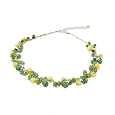 Collar de perlas cultivadas y peridoto, 'Tropical Elite' - Collar de perlas cultivadas y peridoto hecho a mano