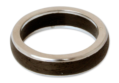 Men's wood ring, 'Moon Hero' - Men's Wood Band Ring