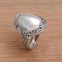 Sterling silver domed cocktail ring, 'Silver Celebrated'