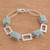 Jade link bracelet, 'Fascinating Geometry' - 925 Sterling Silver Bracelet Geometric Design with Jade