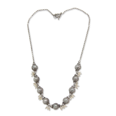 collar de eslabones de perlas cultivadas - Collar de perlas y eslabones de plata esterlina