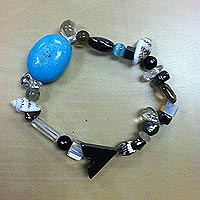 Pulsera de perlas cultivadas y piedra lunar, 'Opulent Blue' - Pulsera de perlas cultivadas y piedra lunar