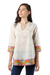 Cotton tunic, 'Madhubani Summer' - Floral Printed Cotton Tunic in Multicolor from India