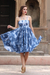 Tie-dyed cotton dress, 'Denim Ecstasy' - Tie-Dyed Cotton Dress in Denim from India (image 2) thumbail