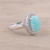 Rhodium plated amazonite and white topaz cocktail ring, 'Ocean Princess' - Sterling Silver Blue Amazonite White Topaz Cocktail Ring