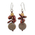 Cultured pearl and jasper beaded earrings, 'Exotic Red Muse' - Red Pearl Jasper and Carnelian Beaded Earrings