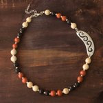 Ceramic beaded necklace, 'Life on Earth' - Ceramic beaded necklace