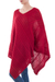 Poncho, 'Red Inca Maze' - Hand Dyed Red Poncho from Peru
