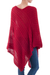 Poncho, 'Red Inca Maze' - Hand Dyed Red Poncho from Peru