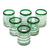 Vasos, 'Espiral Esmeralda' (juego de 6) - Vasos de jugo de rayas reciclados de vidrio soplado a mano hechos a mano
