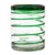 Vasos, 'Espiral Esmeralda' (juego de 6) - Vasos de jugo de rayas reciclados de vidrio soplado a mano hechos a mano