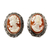 Cameo button earrings, 'Graceful Silhouette' - Cameo Earrings