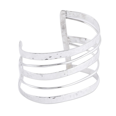 Sterling silver cuff bracelet, 'Taxco Elegance' - Openwork Sterling Silver Cuff Bracelet from Mexico