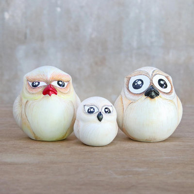 Ceramic home accents, Family of Owls (set of 3)
