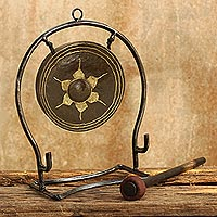 Iron and brass gong, 'Thai Harmony' (large) - Iron and brass gong (Large)