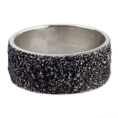 Silver band ring, 'Sands of Cuyutlan' - Textured Fine Silver Band Ring