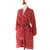 Short rayon batik kimono, 'Ruby Red Nebula' - Balinese Hand Stamped Batik Rayon Kimono Jacket in Red