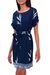Rayon batik shift dress, 'Midnight Fall' - Batik Rayon Shift Dress in Midnight and White (image 2c) thumbail