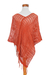 Cotton poncho, 'Fresh Sapodilla' - Handmade Open Weave All Cotton Poncho in Deep Orange (image 2c) thumbail