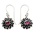 Ruby earrings, 'July Water Lily' - Sterling Silver and Ruby Dangle Earrings thumbail