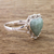 Jade heart ring, 'Zinnia Love' - Jade Hearts on Sterling Silver Handcrafted Ring (image 2) thumbail