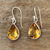 Citrine dangle earrings, 'Yellow Glimmer' - 9-Carat Teardrop Citrine Dangle Earrings from India