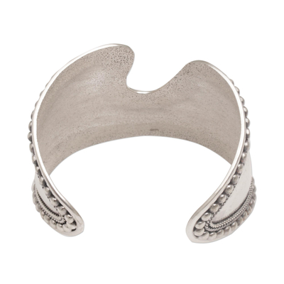 Sterling silver cuff bracelet, 'Royal Shine' - Handcrafted Sterling Silver Shining Cuff Bracelet from Bali