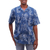 Men's batik linen and cotton blend shirt, 'Village Huts' - Men's Batik Linen and Cotton Blend Shirt from Java
