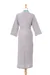 Cotton robe, 'Blue Diamonds' - Diamond Embroidered Cotton Robe in Ash from Thailand (image 2c) thumbail