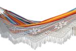 Cotton hammock, 'Festive Brazil' (double) - Artisan Crafted Cotton Striped Hammock (Double)