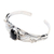 Onyx bracelet, 'Black Lily' - Floral Onyx Sterling Silver Cuff Bracelet
