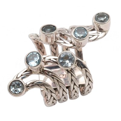 Blue topaz cocktail ring, 'Spreading Goodness' - Blue Topaz and Sterling Silver Cocktail Ring