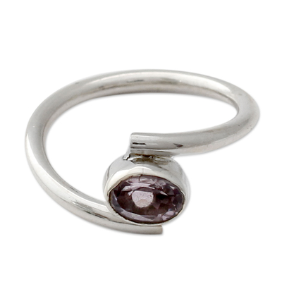 Sterling Silver and Amethyst Solitaire Ring from India